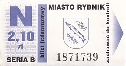 Communication of the city: Rybnik (Polska) - ticket abverse