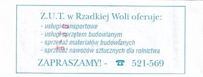 Communication of the city: Rzadka Wola (Polska) - ticket reverse