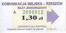 Communication of the city: Rzeszów (Polska) - ticket abverse