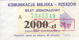 Communication of the city: Rzeszów (Polska) - ticket abverse. <IMG SRC=img_upload/_przebitka.png alt="przebitka">