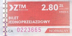 Communication of the city: Rzeszów (Polska) - ticket abverse. <IMG SRC=img_upload/_0wymiana2.png>