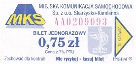 Communication of the city: Skarżysko-Kamienna (Polska) - ticket abverse. czerwony numerator,
różnica na skanie niemal niewidoczna
