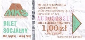 Communication of the city: Skarżysko-Kamienna (Polska) - ticket abverse. 