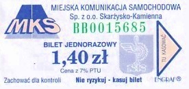 Communication of the city: Skarżysko-Kamienna (Polska) - ticket abverse. 