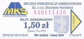 Communication of the city: Skarżysko-Kamienna (Polska) - ticket abverse. czerwony numerator,
różnica na skanie właściwie niewidoczna