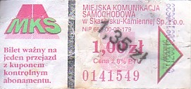 Communication of the city: Skarżysko-Kamienna (Polska) - ticket abverse. <IMG SRC=img_upload/_0karnet.png alt="karnet"><IMG SRC=img_upload/_przebitka.png alt="przebitka">