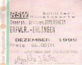 Communication of the city: Saarbrücken (Niemcy) - ticket abverse