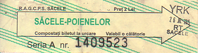 Communication of the city: Săcele (Rumunia) - ticket abverse. 