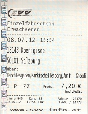 Communication of the city: Salzburg (Austria) - ticket abverse