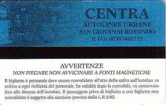 Communication of the city: San Giovanni Rotondo (Włochy) - ticket abverse. 