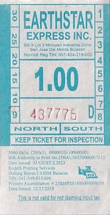Communication of the city: San Jose del Monte (Filipiny) - ticket abverse