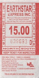 Communication of the city: San Jose del Monte (Filipiny) - ticket abverse