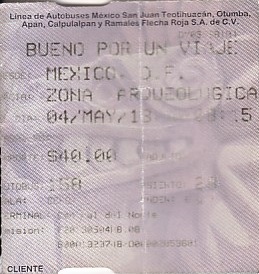 Communication of the city: San Juan Teotihuacán (Meksyk) - ticket abverse. 