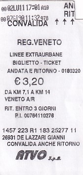 Communication of the city: San Donà di Piave (Włochy) - ticket abverse
