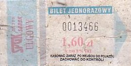 Communication of the city: Sanok (Polska) - ticket abverse