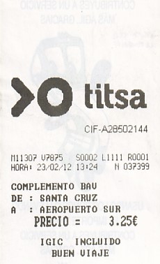 Communication of the city: Santa Cruz de Tenerife (Hiszpania) - ticket abverse