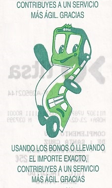 Communication of the city: Santa Cruz de Tenerife (Hiszpania) - ticket reverse
