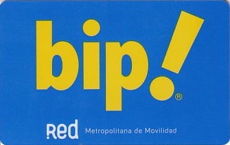 Communication of the city: Santiago (Chile) - ticket abverse. <IMG SRC=img_upload/_chip.png alt="plastikowa karta elektroniczna, karta miejska">