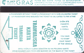 Communication of the city: Sarajevo (Bośnia i Hercegowina) - ticket abverse