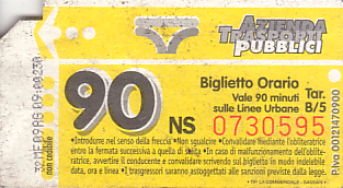 Communication of the city: Sassari (Włochy) - ticket abverse