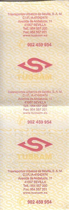 Communication of the city: Sevilla (Hiszpania) - ticket abverse. 