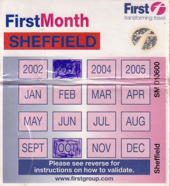 Communication of the city: Sheffield (Wielka Brytania) - ticket abverse