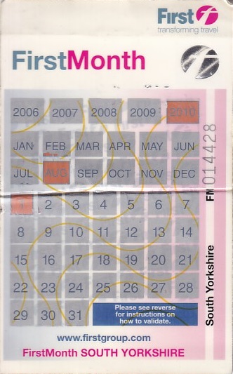 Communication of the city: Sheffield (Wielka Brytania) - ticket abverse. zdrapka