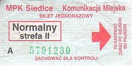 Communication of the city: Siedlce (Polska) - ticket abverse