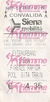 Communication of the city: Siena (Włochy) - ticket abverse. 