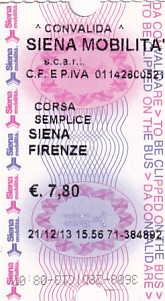 Communication of the city: Siena (Włochy) - ticket abverse