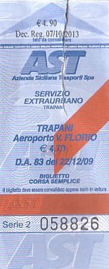 Communication of the city: Siracusa (Włochy) - ticket abverse. 