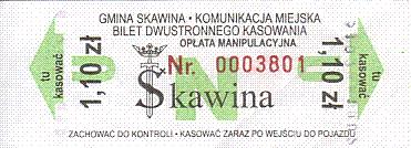 Communication of the city: Skawina (Polska) - ticket abverse. <IMG SRC=img_upload/_0ekstrymiana2.png>
