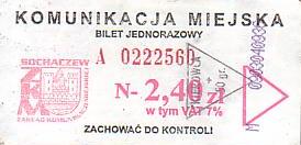 Communication of the city: Sochaczew (Polska) - ticket abverse. <IMG SRC=img_upload/_przebitka.png alt="przebitka">