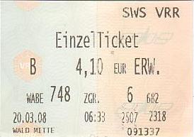 Communication of the city: Solingen (Niemcy) - ticket abverse