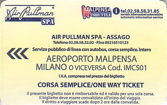 Communication of the city: Somma Lombardo (Włochy) - ticket abverse