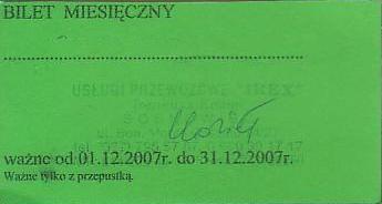 Communication of the city: Sosnowiec (Polska) - ticket abverse