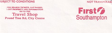 Communication of the city: Southampton (Wielka Brytania) - ticket abverse