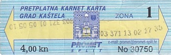 Communication of the city: Split (Chorwacja) - ticket abverse