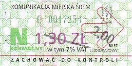 Communication of the city: Śrem (Polska) - ticket abverse. <IMG SRC=img_upload/_przebitka.png alt="przebitka">