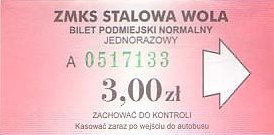 Communication of the city: Stalowa Wola (Polska) - ticket abverse. 