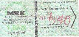 Communication of the city: Starachowice (Polska) - ticket abverse