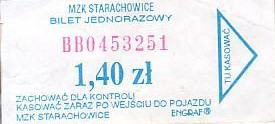 Communication of the city: Starachowice (Polska) - ticket abverse. 