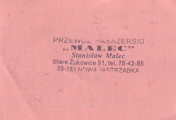 Communication of the city: Stare Żukowice (Polska) - ticket reverse