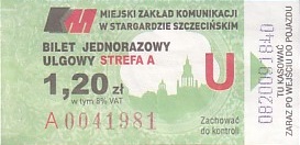 Communication of the city: Stargard (Polska) - ticket abverse.