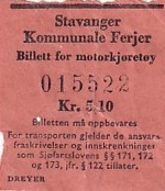 Communication of the city: Stavanger (Norwegia) - ticket abverse. prom miejski