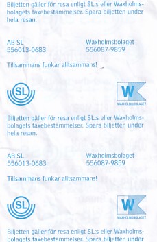 Communication of the city: Stockholm (Szwecja) - ticket reverse