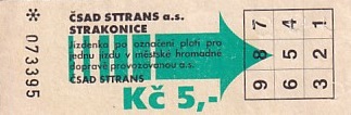 Communication of the city: Strakonice (Czechy) - ticket abverse