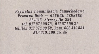 Communication of the city: Straszydle (Polska) - ticket reverse