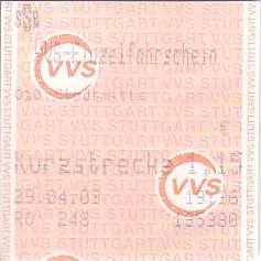 Communication of the city: Stuttgart (Niemcy) - ticket abverse. 