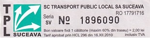 Communication of the city: Suceava (Rumunia) - ticket abverse